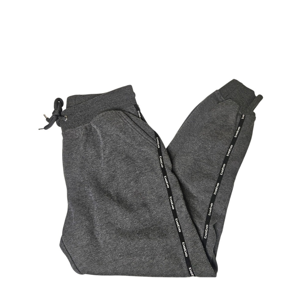 Bebe‎ Sport Women's Logo Heather Jogger Pants Dark Grey Size Large